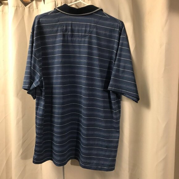 Palmer Golf Polo Shirt Mens Size Large (44) Navy Blue Stripes Collar Polyester - Picture 8 of 10